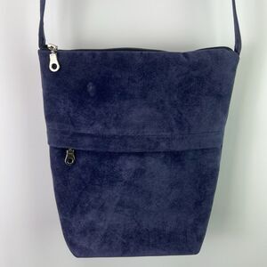 Vintage Bags & Baggage Faux Suede Blue Crossbody Purse Bag